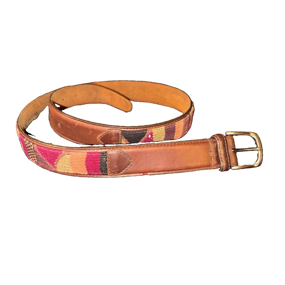 Brighton Leather With Geometric Canvas Stitching